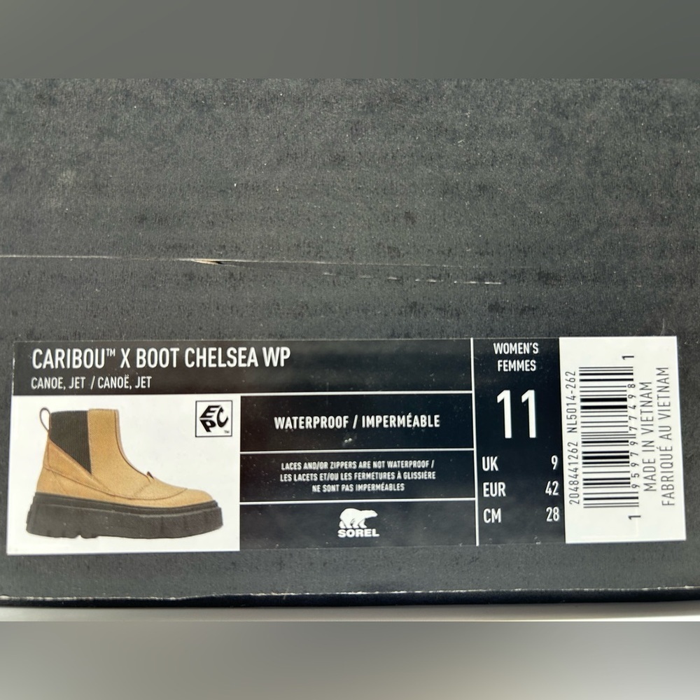 Sorel Caribou X Chelsea WP Tan Waterproof Chunky Lug Boots Women’s 11 New In Box - Picture 13 of 15